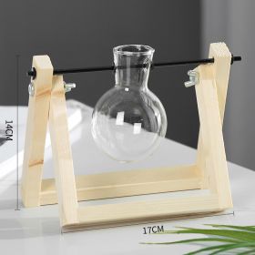 Swing Wooden Stand Hydroponic Plant Container Glass Vase (Option: Log A)